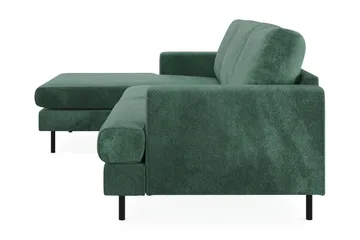 Menard Compact 3-sits Vänstervänd L-formad Divansoffa i Sammet - Mörkgrön - Möbler - Soffa - Divansoffor & schäslongsoffa