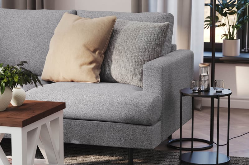 Menard Compact 3-sits Vänstervänd L-formad Divansoffa i Tyg - Grå - Möbler - Soffa - Divansoffor & schäslongsoffa