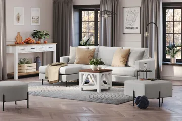 Menard Compact 3-sits Vänstervänd L-formad Divansoffa i Tyg - Ljusgrå - Möbler - Soffa - Divansoffor & schäslongsoffa