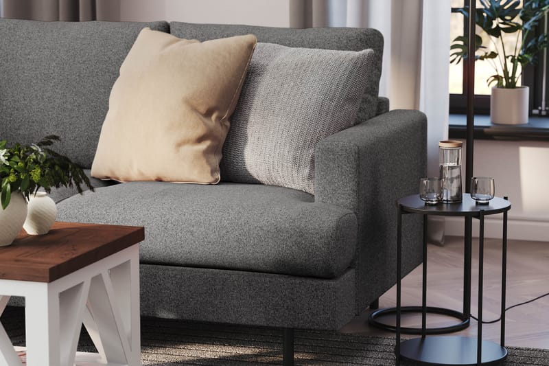 Menard Compact 3-sits Vänstervänd L-formad Divansoffa i Tyg - Mörkgrå - Möbler - Soffa - Divansoffor & schäslongsoffa