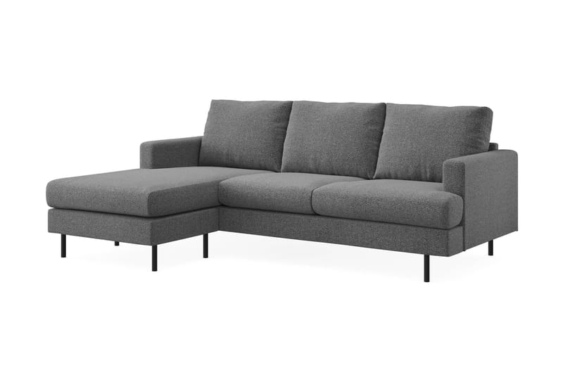 Menard Compact 3-sits Vänstervänd L-formad Divansoffa i Tyg - Mörkgrå - Möbler - Soffa - Divansoffor & schäslongsoffa