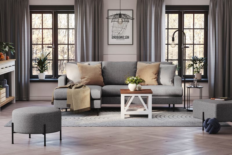 Menard Compact 3-sits Vänstervänd L-formad Divansoffa i Tyg - Mörkgrå - Möbler - Soffa - Divansoffor & schäslongsoffa