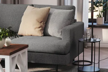 Menard Compact 3-sits Vänstervänd L-formad Divansoffa i Tyg - Mörkgrå - Möbler - Soffa - Divansoffor & schäslongsoffa