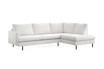 Menard Compact 4-sits Högervänd L-formad Schäslongsoffa i Bouclé - Vit - Möbler - Soffa - Divansoffor & schäslongsoffa