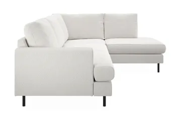 Menard Compact 4-sits Högervänd L-formad Schäslongsoffa i Bouclé - Vit - Möbler - Soffa - Divansoffor & schäslongsoffa