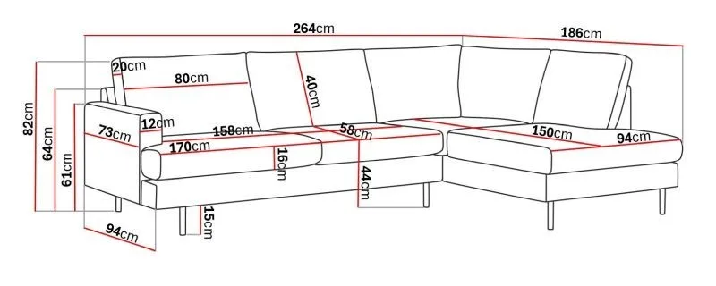 Menard Compact 4-sits Högervänd L-formad Schäslongsoffa i Manchester - Grå - Möbler - Soffa - Divansoffor & schäslongsoffa