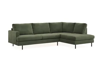 Menard Compact 4-sits Högervänd L-formad Schäslongsoffa i Manchester - Grön - Möbler - Soffa - Divansoffor & schäslongsoffa