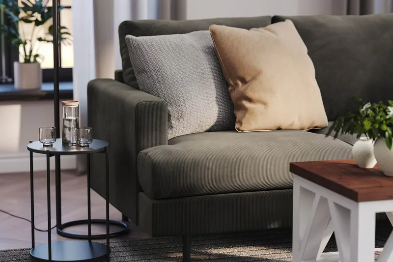 Menard Compact 4-sits Högervänd L-formad Schäslongsoffa i Manchester - Mörkgrå - Möbler - Soffa - Divansoffor & schäslongsoffa