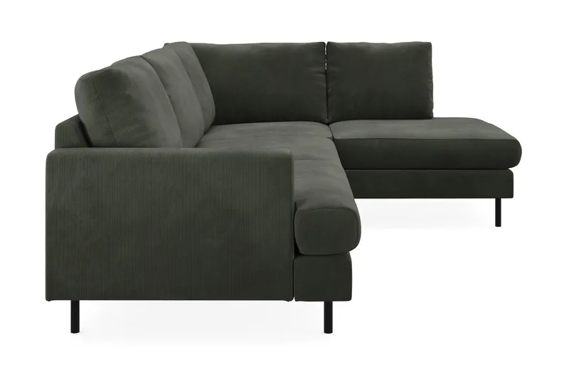 Menard Compact 4-sits Högervänd L-formad Schäslongsoffa i Manchester - Mörkgrön - Möbler - Soffa - Divansoffor & schäslongsoffa