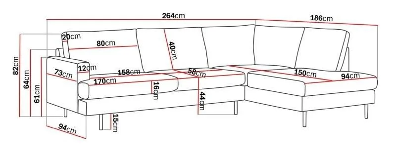 Menard Compact 4-sits Högervänd L-formad Schäslongsoffa i Manchester - Mörkgrön - Möbler - Soffa - Divansoffor & schäslongsoffa