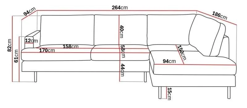 Menard Compact 4-sits Högervänd L-formad Schäslongsoffa i Manchester - Mörkgrön - Möbler - Soffa - Divansoffor & schäslongsoffa