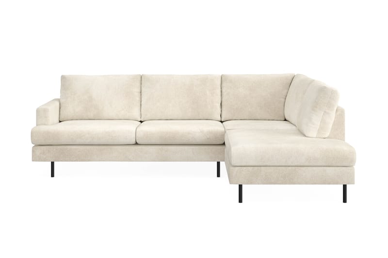 Menard Compact 4-sits Högervänd L-formad Schäslongsoffa i Sammet - Krämvit - Möbler - Soffa - Divansoffor & schäslongsoffa