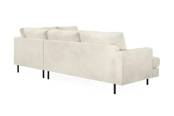 Menard Compact 4-sits Högervänd L-formad Schäslongsoffa i Sammet - Krämvit - Möbler - Soffa - Divansoffor & schäslongsoffa