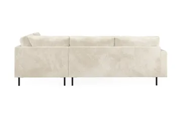 Menard Compact 4-sits Högervänd L-formad Schäslongsoffa i Sammet - Krämvit - Möbler - Soffa - Divansoffor & schäslongsoffa