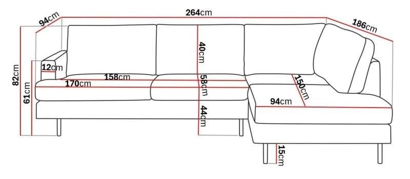 Menard Compact 4-sits Högervänd L-formad Schäslongsoffa i Sammet - Krämvit - Möbler - Soffa - Divansoffor & schäslongsoffa