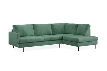 Menard Compact 4-sits Högervänd L-formad Schäslongsoffa i Sammet - Mörkgrön - Möbler - Soffa - Divansoffor & schäslongsoffa