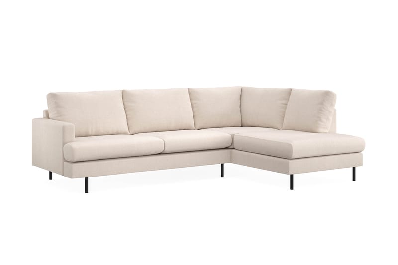 Menard Compact 4-sits Högervänd L-formad Schäslongsoffa i Tyg - Beige - Möbler - Soffa - Divansoffor & schäslongsoffa