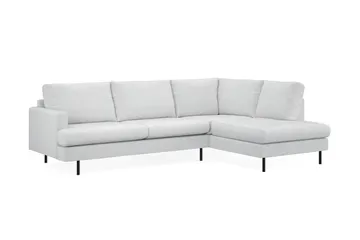 Menard Compact 4-sits Högervänd L-formad Schäslongsoffa i Tyg - Ljusgrå - Möbler - Soffa - Divansoffor & schäslongsoffa