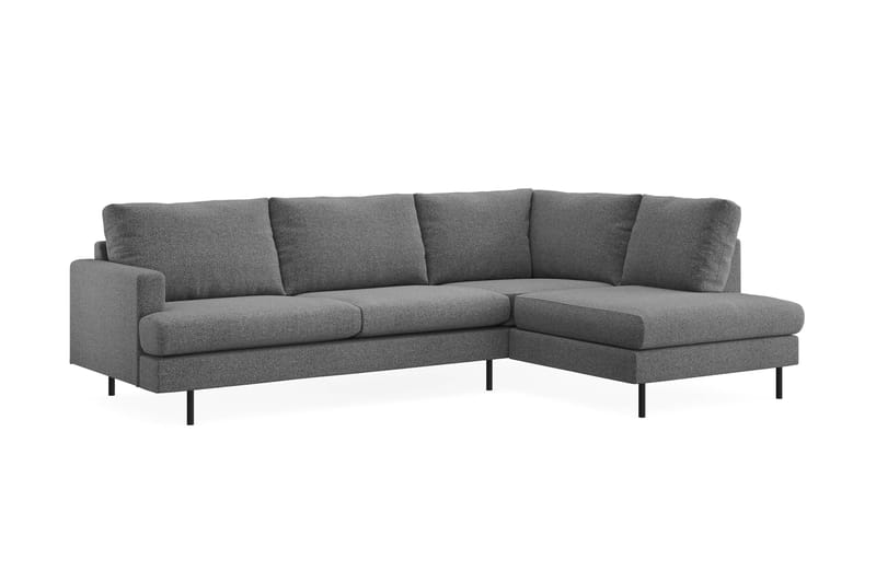Menard Compact 4-sits Högervänd L-formad Schäslongsoffa i Tyg - Mörkgrå - Möbler - Soffa - Divansoffor & schäslongsoffa