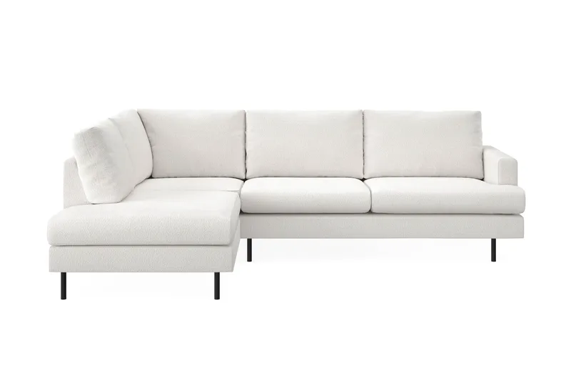Menard Compact 4-sits Vänstervänd L-formad Schäslongsoffa i Bouclé - Vit - Möbler - Soffa - Divansoffor & schäslongsoffa
