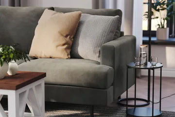 Menard Compact 4-sits Vänstervänd L-formad Schäslongsoffa i Manchester - Grå - Möbler - Soffa - Divansoffor & schäslongsoffa