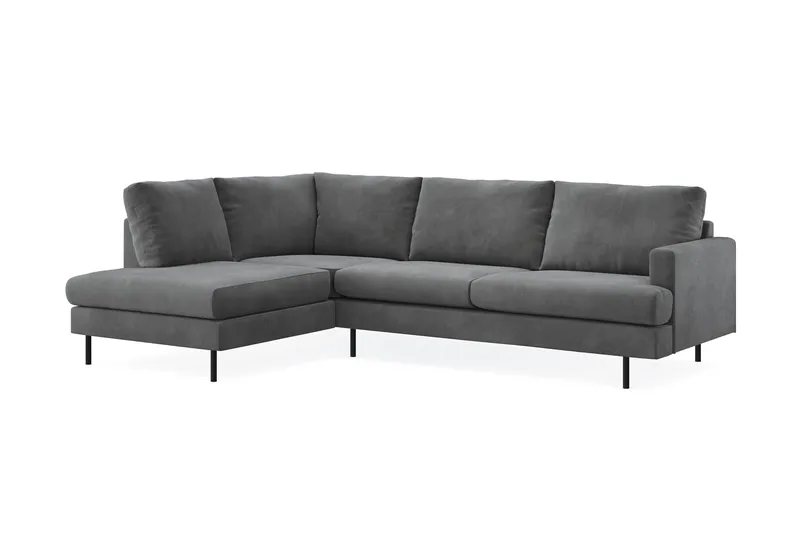 Menard Compact 4-sits Vänstervänd L-formad Schäslongsoffa i Manchester - Grå - Möbler - Soffa - Divansoffor & schäslongsoffa