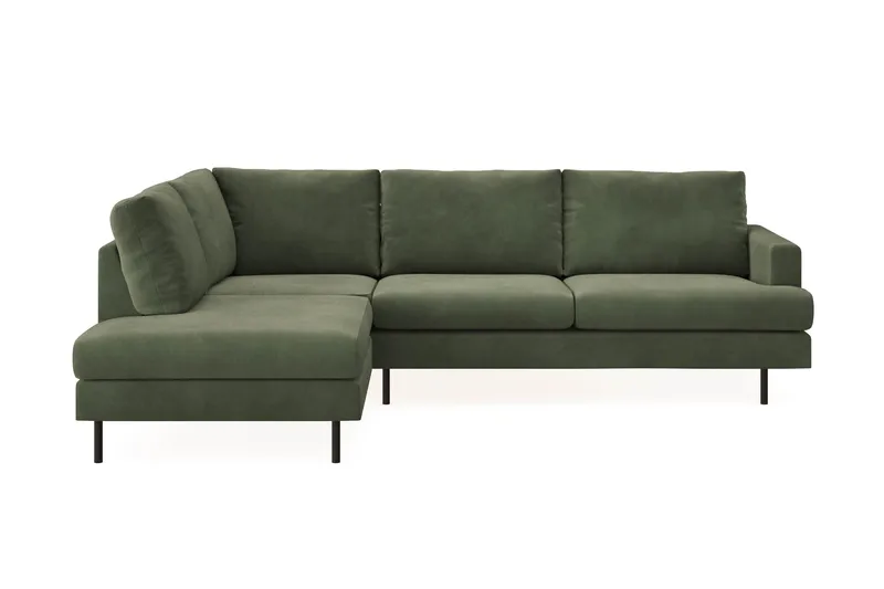 Menard Compact 4-sits Vänstervänd L-formad Schäslongsoffa i Manchester - Grön - Möbler - Soffa - Divansoffor & schäslongsoffa