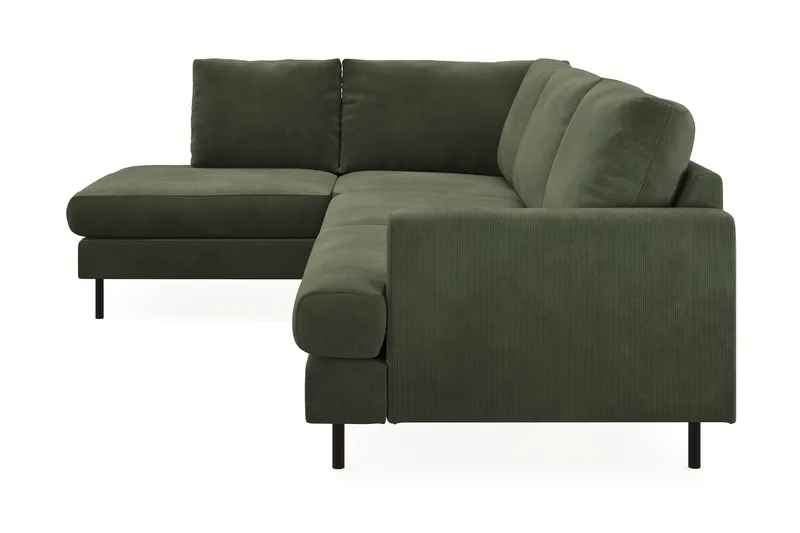 Menard Compact 4-sits Vänstervänd L-formad Schäslongsoffa i Manchester - Grön - Möbler - Soffa - Divansoffor & schäslongsoffa