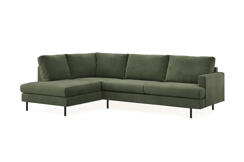 Menard Compact 4-sits Vänstervänd L-formad Schäslongsoffa i Manchester - Grön - Möbler - Soffa - Divansoffor & schäslongsoffa