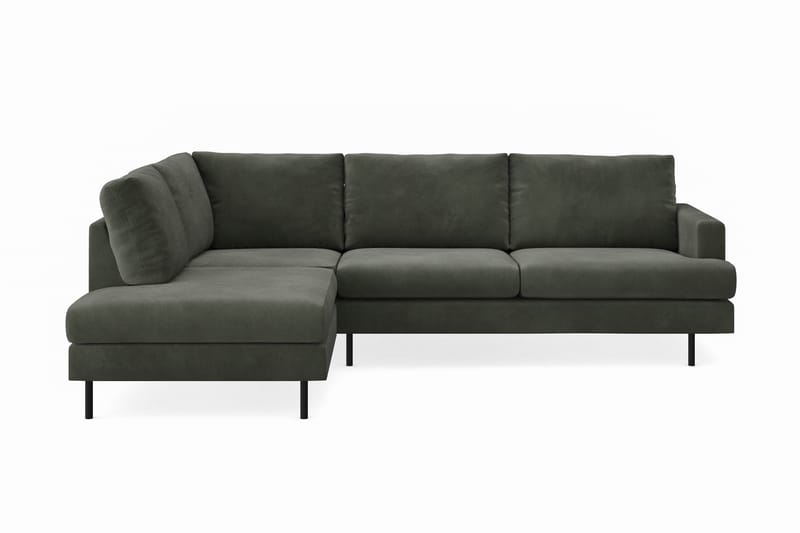 Menard Compact 4-sits Vänstervänd L-formad Schäslongsoffa i Manchester - Mörkgrön - Möbler - Soffa - Divansoffor & schäslongsoffa