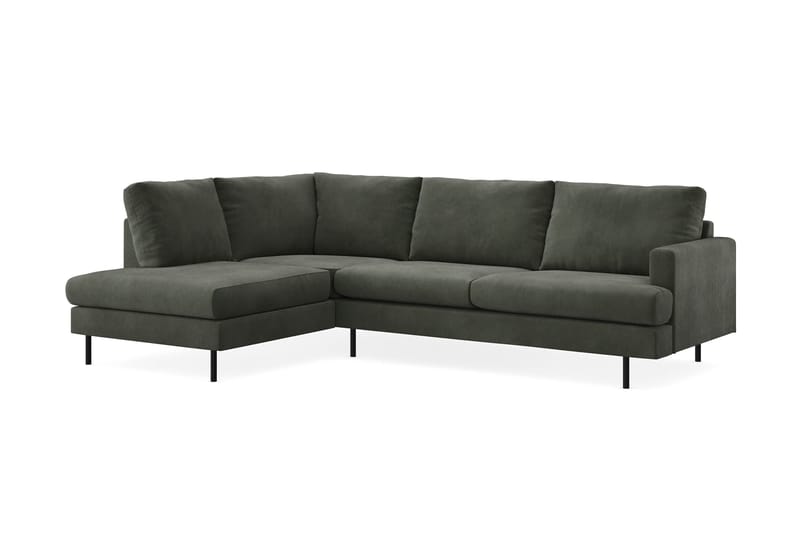 Menard Compact 4-sits Vänstervänd L-formad Schäslongsoffa i Manchester - Mörkgrön - Möbler - Soffa - Divansoffor & schäslongsoffa