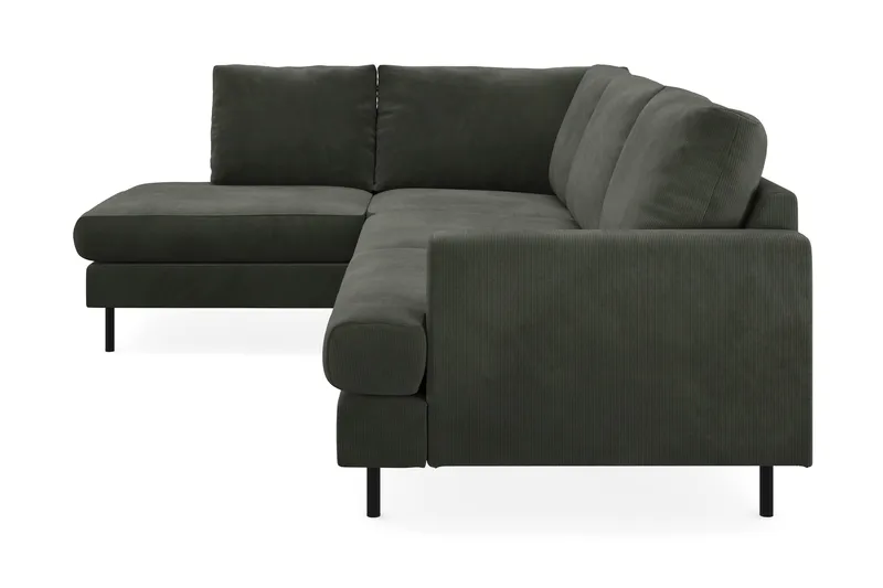 Menard Compact 4-sits Vänstervänd L-formad Schäslongsoffa i Manchester - Mörkgrön - Möbler - Soffa - Divansoffor & schäslongsoffa