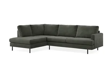 Menard Compact 4-sits Vänstervänd L-formad Schäslongsoffa i Manchester - Mörkgrön - Möbler - Soffa - Divansoffor & schäslongsoffa