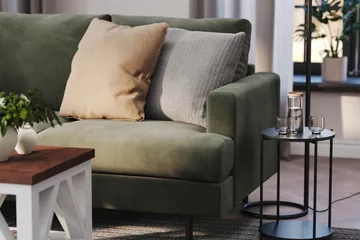 Menard Compact 4-sits Vänstervänd L-formad Schäslongsoffa i Manchester - Mörkgrön - Möbler - Soffa - Divansoffor & schäslongsoffa