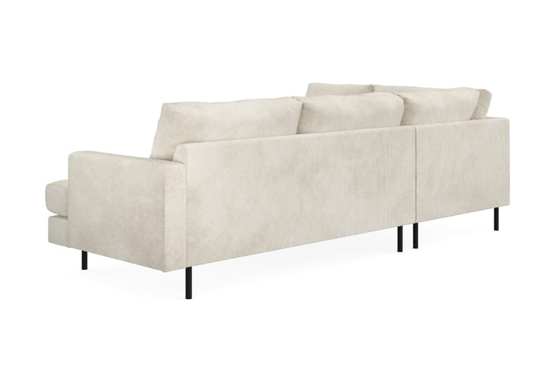 Menard Compact 4-sits Vänstervänd L-formad Schäslongsoffa i Sammet - Krämvit - Möbler - Soffa - Divansoffor & schäslongsoffa