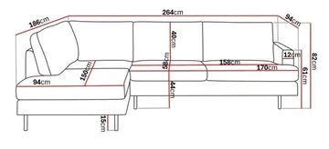 Menard Compact 4-sits Vänstervänd L-formad Schäslongsoffa i Sammet - Krämvit - Möbler - Soffa - Divansoffor & schäslongsoffa