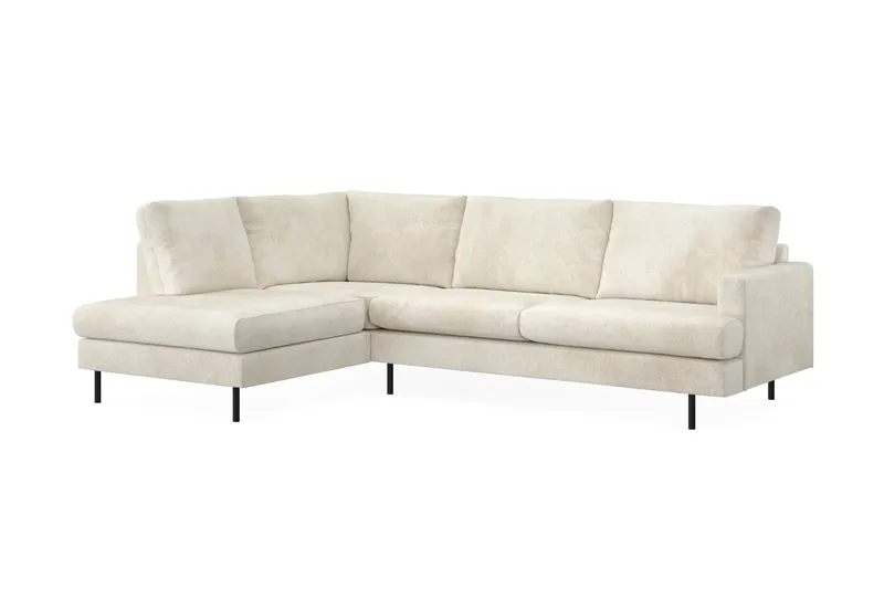 Menard Compact 4-sits Vänstervänd L-formad Schäslongsoffa i Sammet - Krämvit - Möbler - Soffa - Divansoffor & schäslongsoffa
