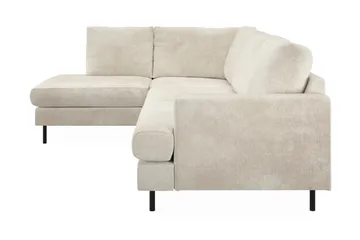 Menard Compact 4-sits Vänstervänd L-formad Schäslongsoffa i Sammet - Krämvit - Möbler - Soffa - Divansoffor & schäslongsoffa