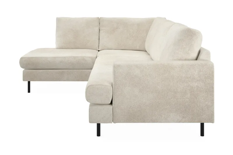 Menard Compact 4-sits Vänstervänd L-formad Schäslongsoffa i Sammet - Krämvit - Möbler - Soffa - Divansoffor & schäslongsoffa