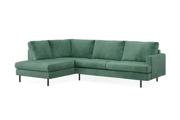 Menard Compact 4-sits Vänstervänd L-formad Schäslongsoffa i Sammet - Mörkgrön - Möbler - Soffa - Divansoffor & schäslongsoffa