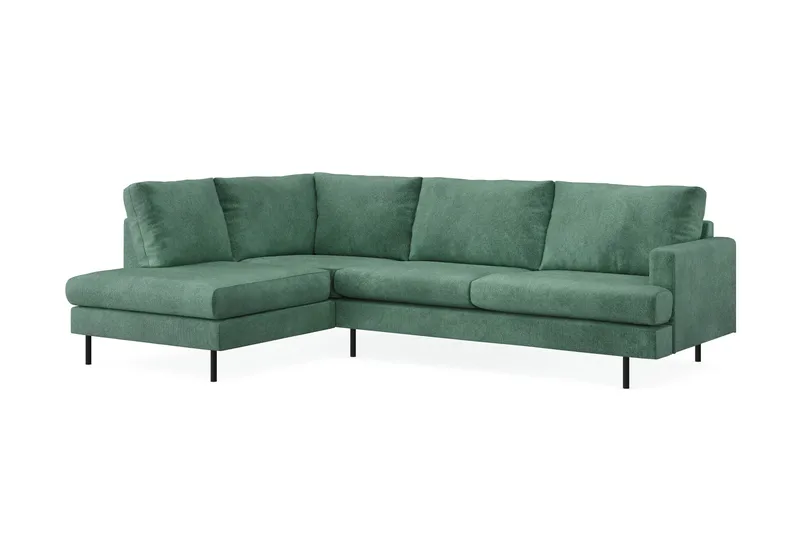 Menard Compact 4-sits Vänstervänd L-formad Schäslongsoffa i Sammet - Mörkgrön - Möbler - Soffa - Divansoffor & schäslongsoffa