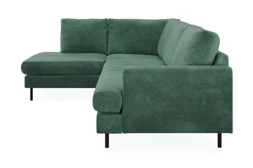 Menard Compact 4-sits Vänstervänd L-formad Schäslongsoffa i Sammet - Mörkgrön - Möbler - Soffa - Divansoffor & schäslongsoffa