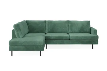 Menard Compact 4-sits Vänstervänd L-formad Schäslongsoffa i Sammet - Mörkgrön - Möbler - Soffa - Divansoffor & schäslongsoffa
