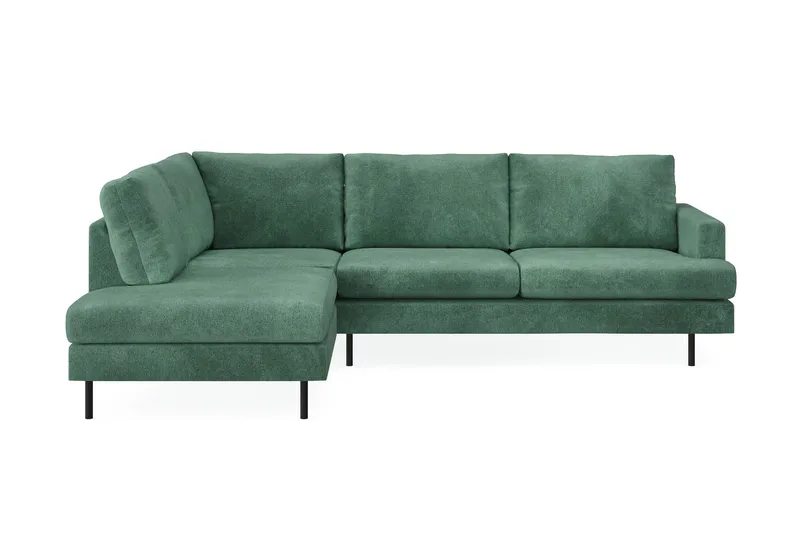 Menard Compact 4-sits Vänstervänd L-formad Schäslongsoffa i Sammet - Mörkgrön - Möbler - Soffa - Divansoffor & schäslongsoffa