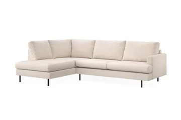 Menard Compact 4-sits Vänstervänd L-formad Schäslongsoffa i Tyg - Beige - Möbler - Soffa - Divansoffor & schäslongsoffa