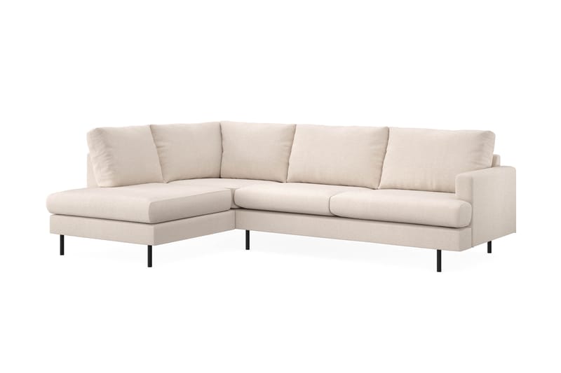 Menard Compact 4-sits Vänstervänd L-formad Schäslongsoffa i Tyg - Beige - Möbler - Soffa - Divansoffor & schäslongsoffa
