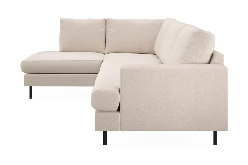 Menard Compact 4-sits Vänstervänd L-formad Schäslongsoffa i Tyg - Beige - Möbler - Soffa - Divansoffor & schäslongsoffa