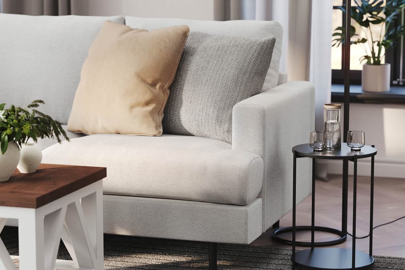 Menard Compact 4-sits Vänstervänd L-formad Schäslongsoffa i Tyg - Ljusgrå - Möbler - Soffa - Divansoffor & schäslongsoffa