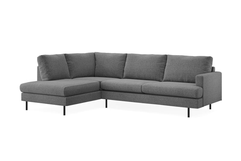 Menard Compact 4-sits Vänstervänd L-formad Schäslongsoffa i Tyg - Mörkgrå - Möbler - Soffa - Divansoffor & schäslongsoffa