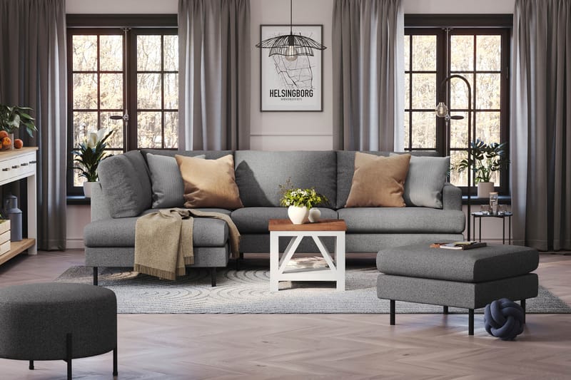 Menard Compact Soffa m. Schäslong 4-sits - Mörkgrå - Möbler - Soffa - Divansoffor & schäslongsoffa